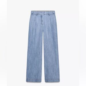 Zara HIGH RISE Z1975 DARTED WIDE LEG JEANS Size 8
